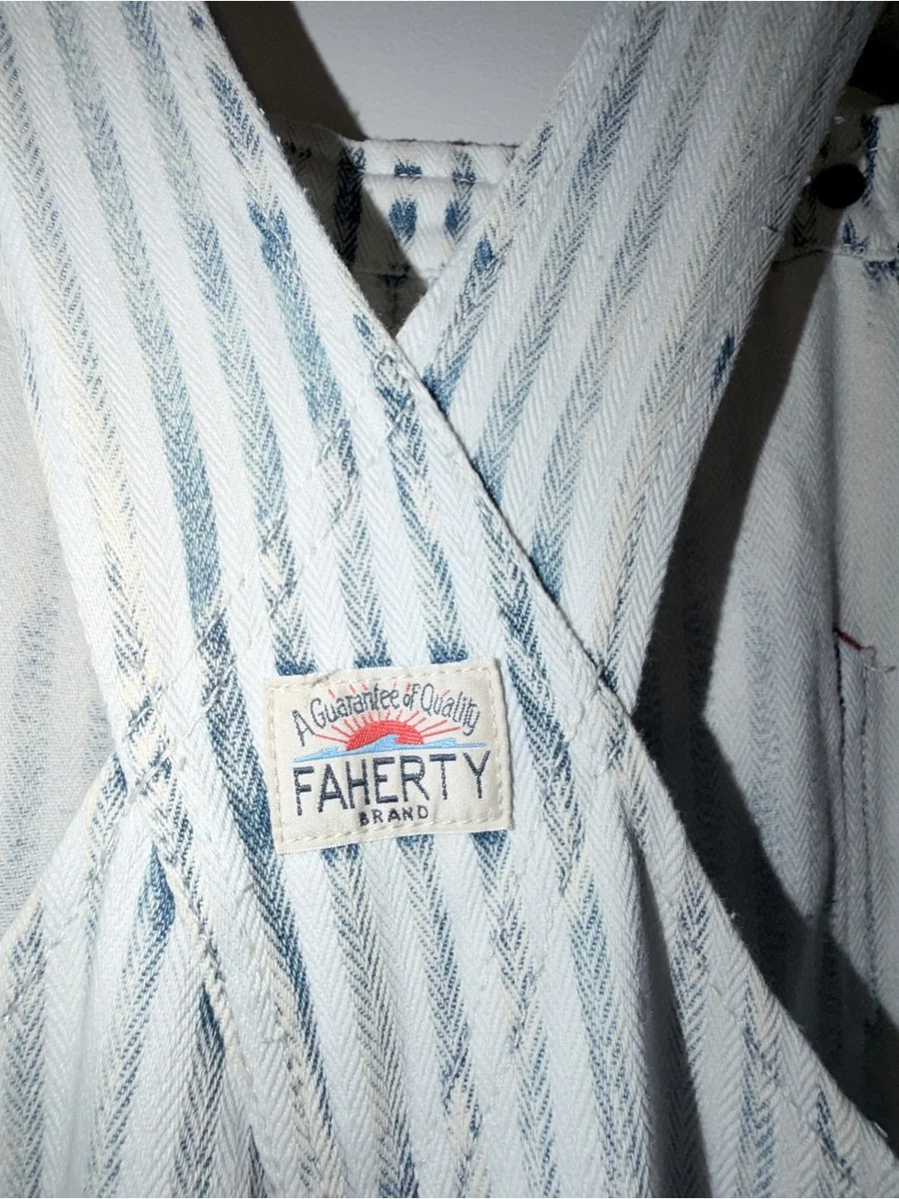Fahearty Women’s Striped White & Blue Overalls - Casual Workwear Style. Sz M - Picture 4 of 7